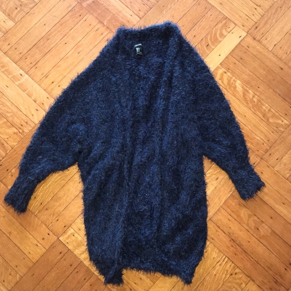 Forever 21 Sweaters - Navy blue soft fluffy cardigan small forever 21 ✨